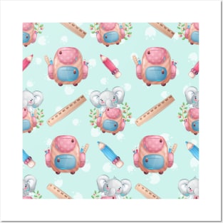 Cute Elephant Animal Pattern Posters and Art